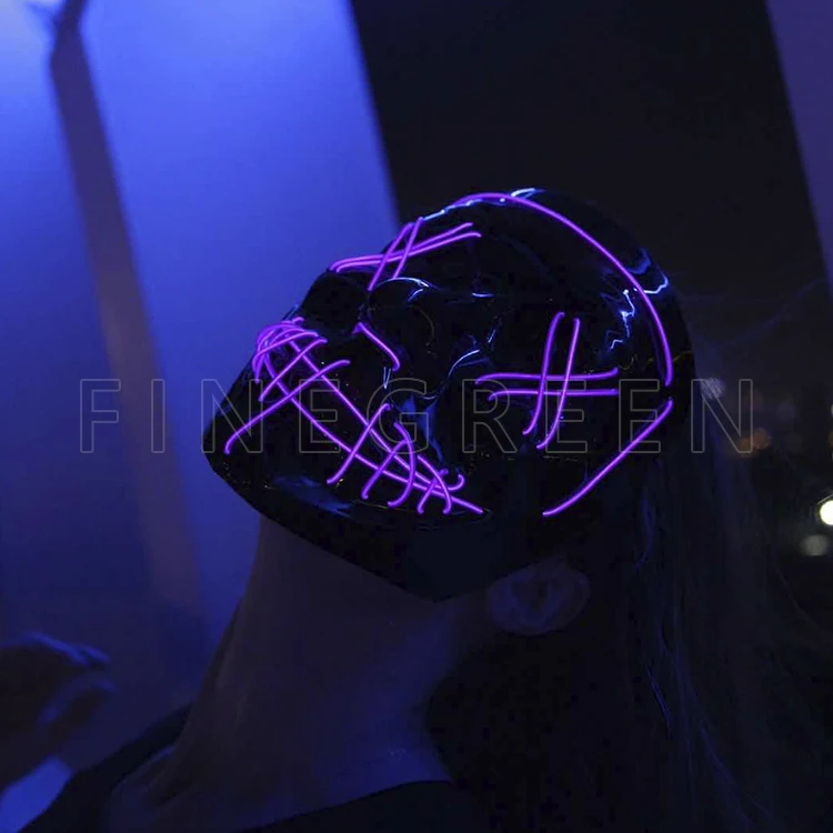 New hot sale popular music party Halloween  mask high brightness el light up led wire mask