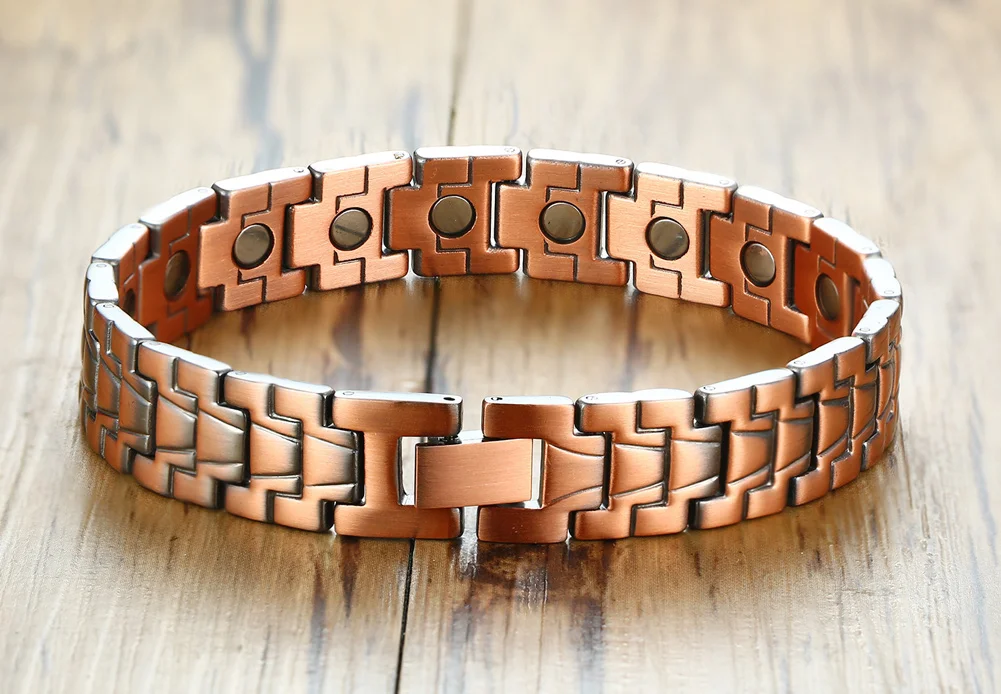 2024 Лидер продаж Регулируемый магнитный браслет ручной работы медный для здоровья Мужской Магнитный Набор артрита