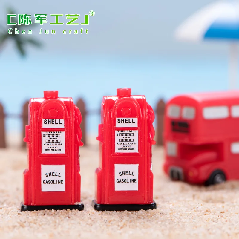 Red retro series resin crafts telephone booth mailbox refueling machine vending machine bus ornament desktop decoration trinkets