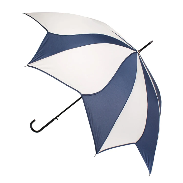 LOTUS China Manufacturer Fiberglass Ribs Flower Shape Design umbrella Hook Handle Umbrella for Rain and Sunshine