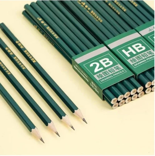 High Quality Stationery Standard Pencil High Quantity Pencil HB 2B Multiple Specifications Logo Wooden Eraser Pencil