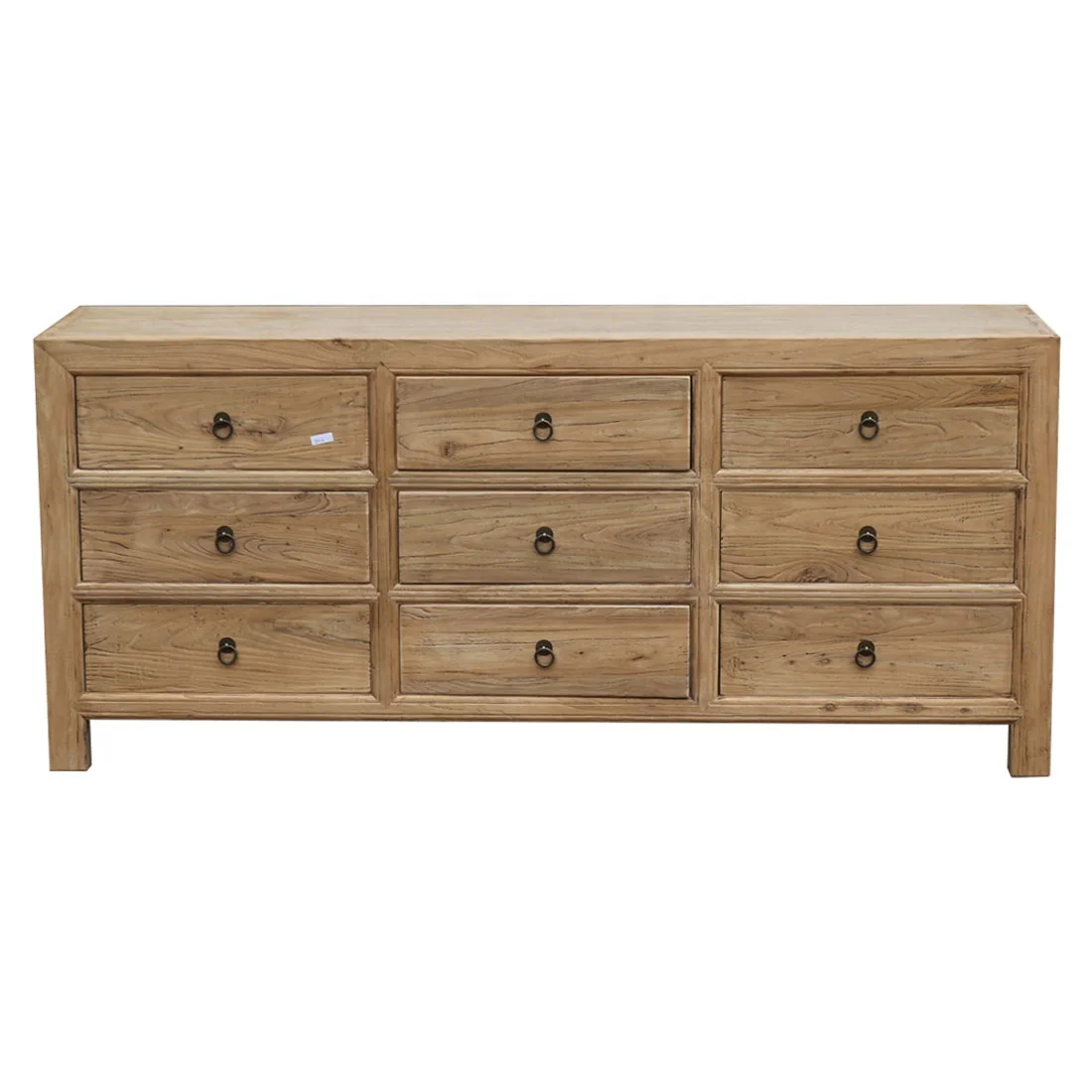 Antique reproduction reclaimed wood natural raw sideboard buffet cabinet