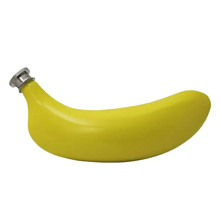 5oz Banana Flask Wine Bottle Fruit Banana Shaped 304 Stainless Steel Whiskey Liquor Alcohol Pocket Bottle with Free Funnel