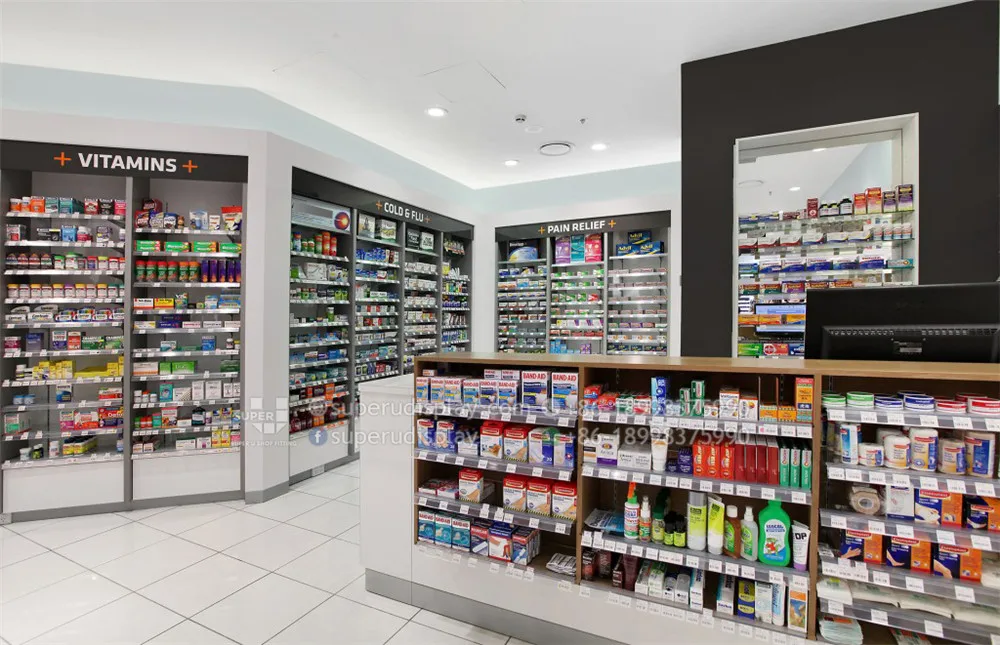 Modern Chemist Shop Interior Shelving Display Design Medicine Interior Medical Display Shelves Cabinets Pharmacy Interior Design