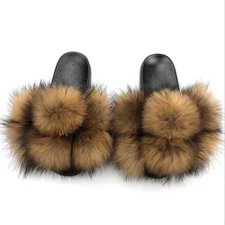 2021 Popular selling high quality beautiful warm furry slippers for women