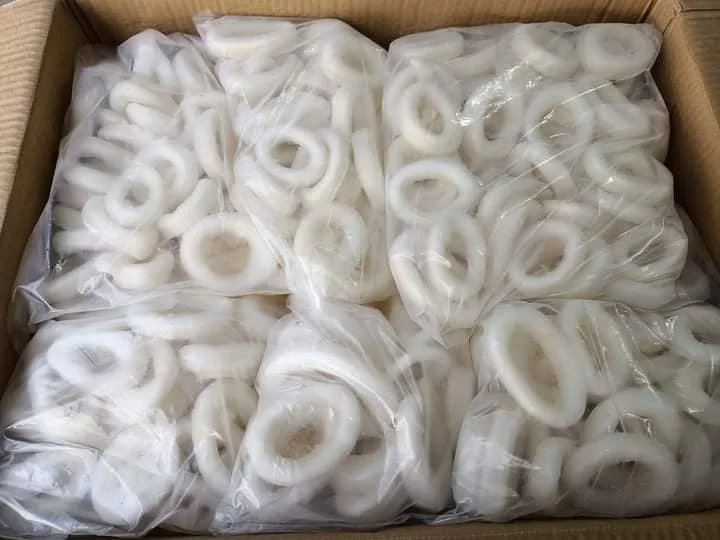 skin off cleaned squid rings frozen