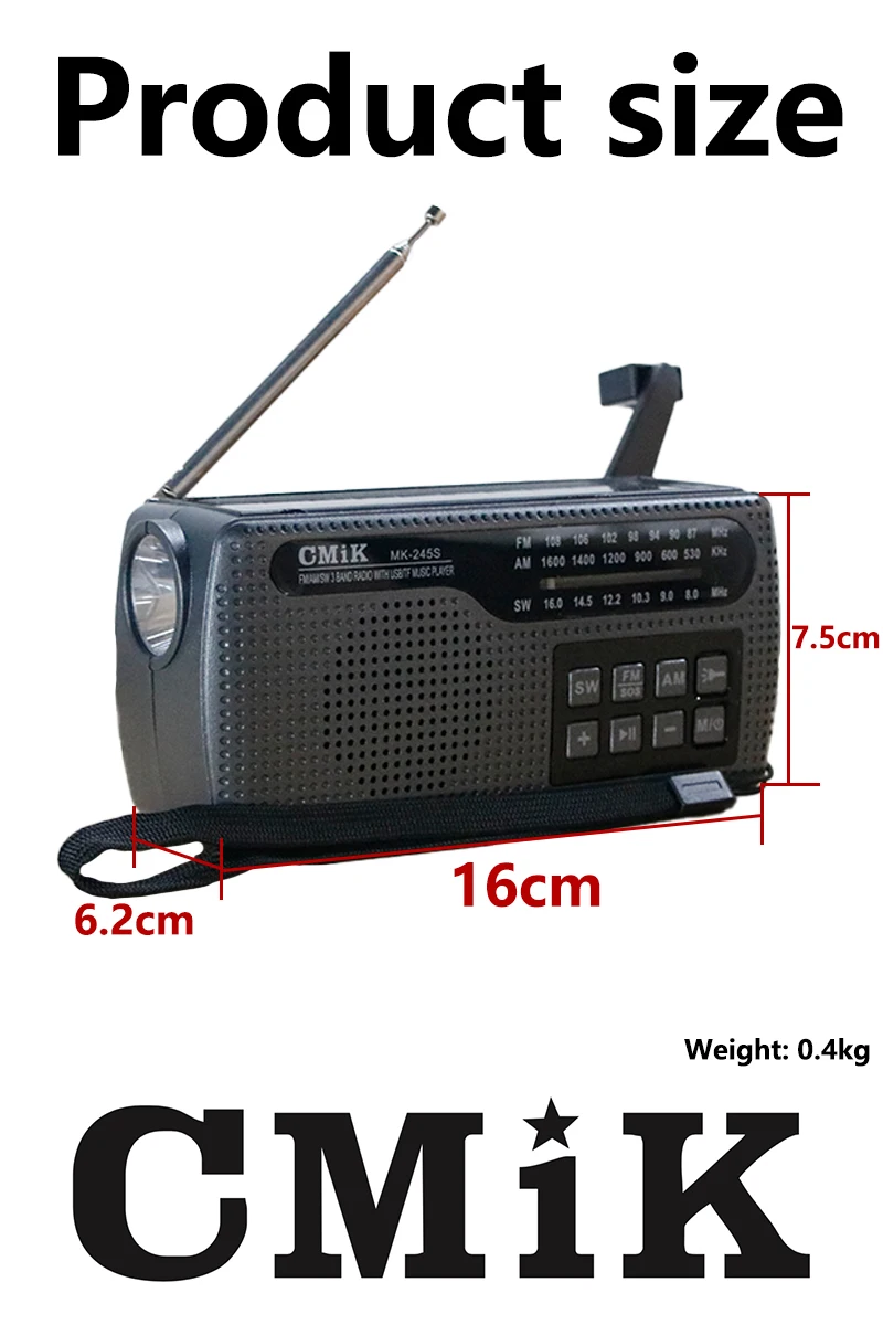 Solar panels emergency hand-cranked electricity radio solar-powered mobile phone rechargeable outdoor portable radio FM AM radio