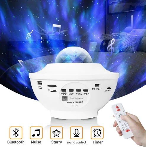 New Night Lights Laser Lamp Projection Speaker BT Music Starry Mini Wifi Smart Star Projector  Night Light Projector