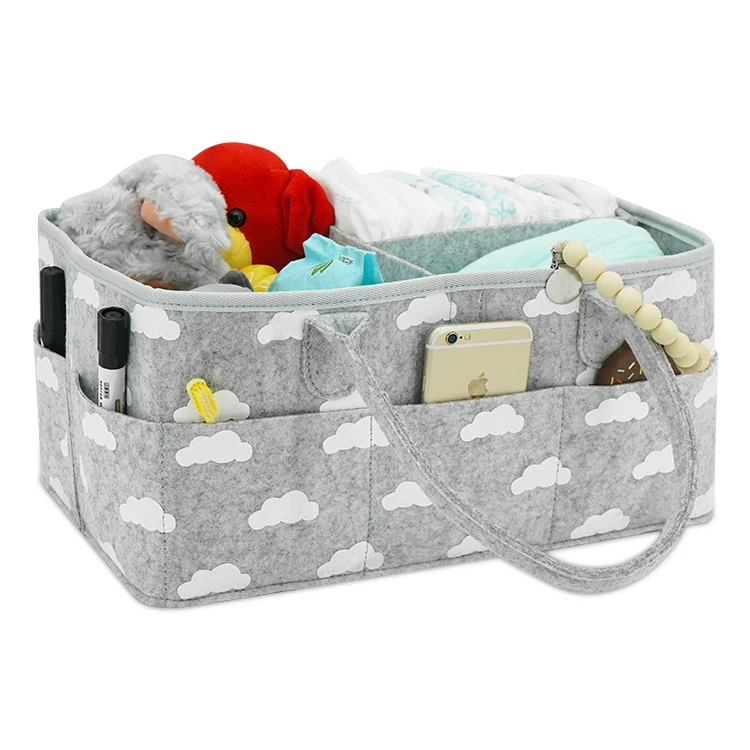 Popular Design Felt Baby Diaper Caddy Organizer Mummy Storage Bag for Home and Travelling
