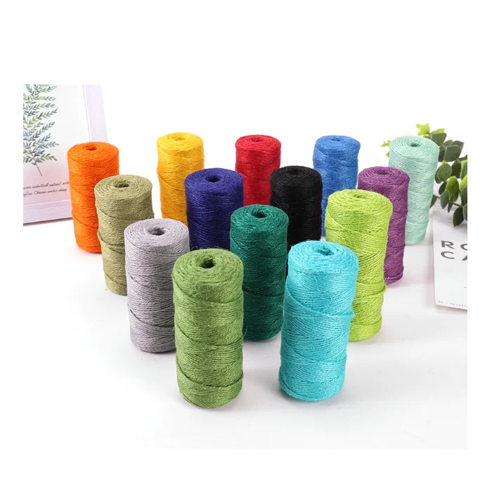 2MM 50 Meters Home Garden Decorating Colored  Jute Twisted Twine String Rope Cord Roll Natural Hemp Rope