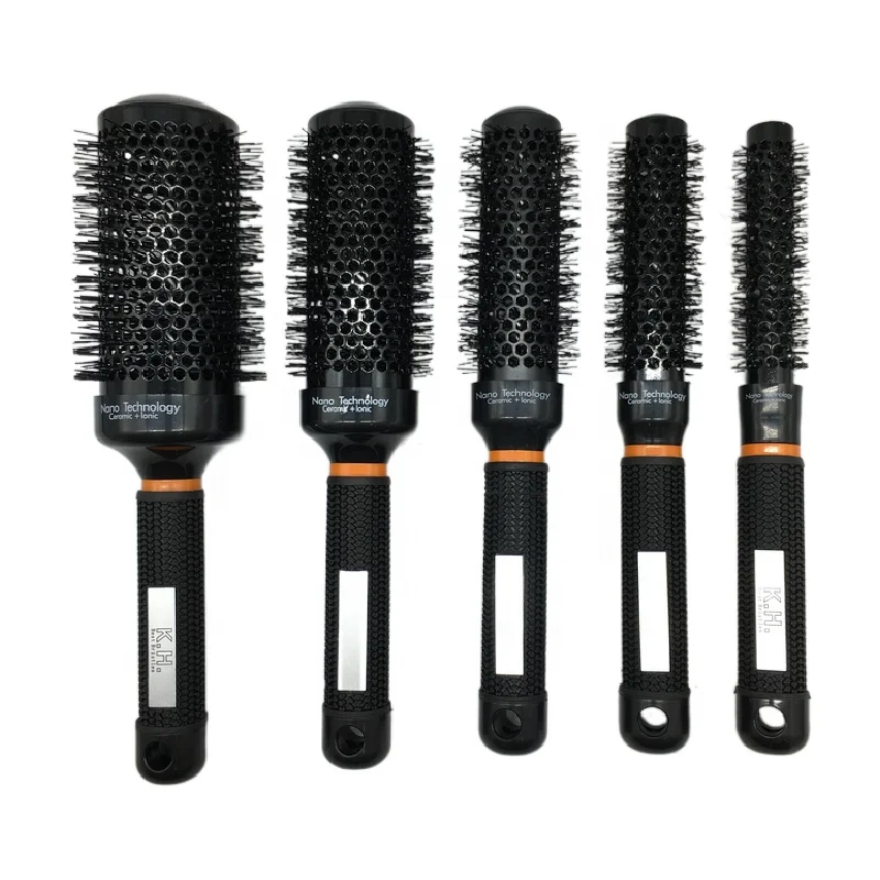 Черная ионная керамическая круглая серая нейлоновая круглая щетка для волос щетка для чистки щетка для волос металлическая расческа для ресниц