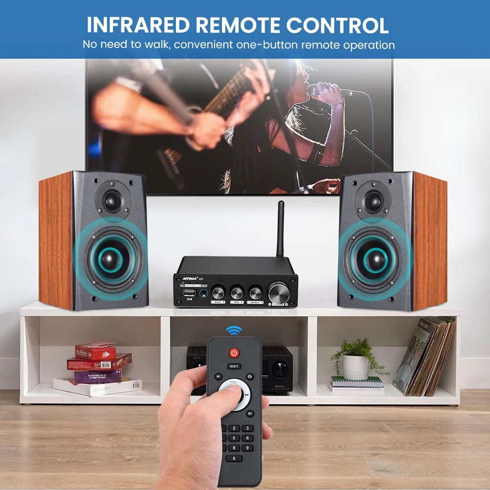 Усилитель мощности AIYIMA HiFi BT 5 0 2 каналов звуковой усилитель декодер стерео USB оптимизированный коаксиальный для настольного компьютера 200