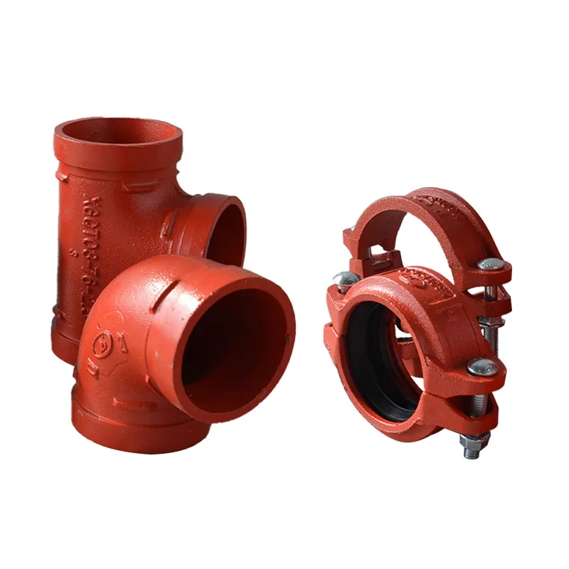 FM fire protection fighting pipe fittings flexible ductile iron grooved cross elbow tee grooved cast iron pipe coupling