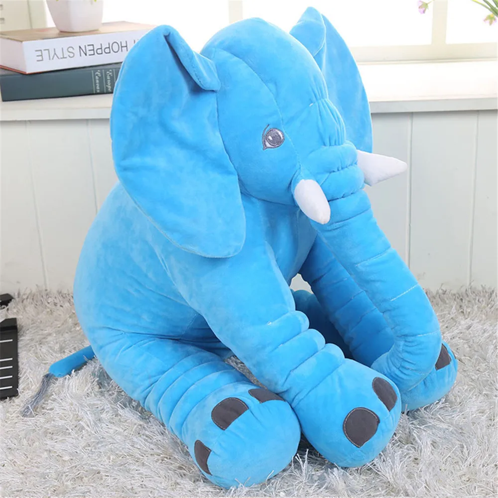 Cute Plush Colorful Elephant Soft Stuffed Wild Animal Toy With Big Ears,Pink Blue Grey elephants