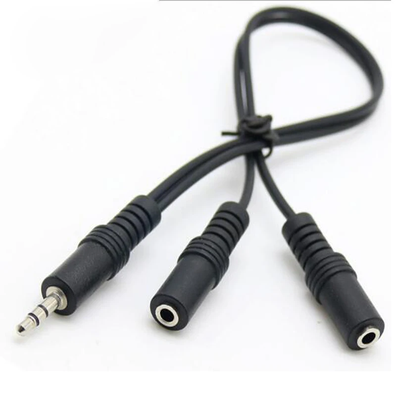 2 in 1 Splitter 3/4 Pole Male 3.5mm Audio Cable Adap