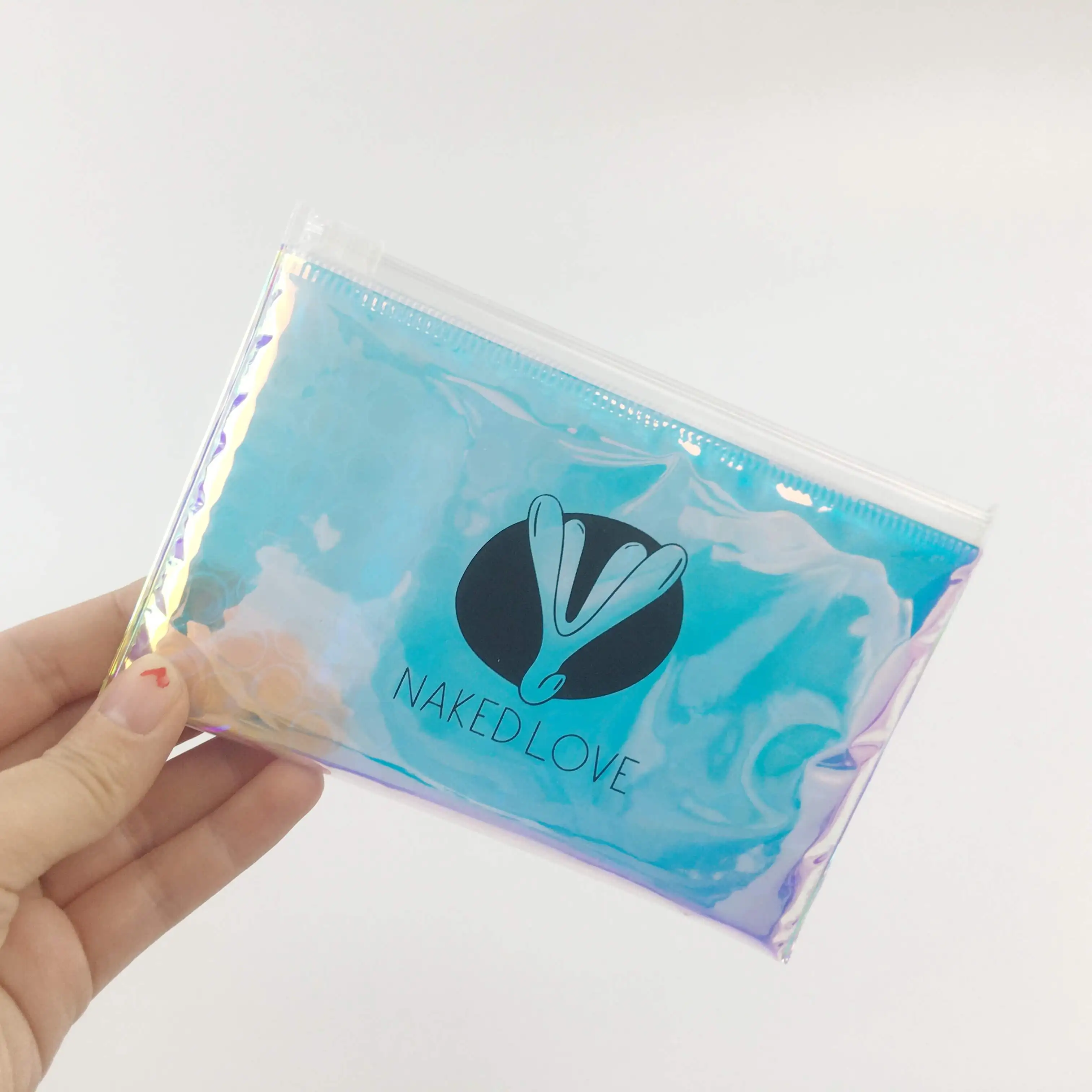 
Custom Holographic Ziplock Bag Bikini Bubble Pouch Fashion with Zipper Opp Bag and Carton Accept Customized Logo Printing PVC ZX 