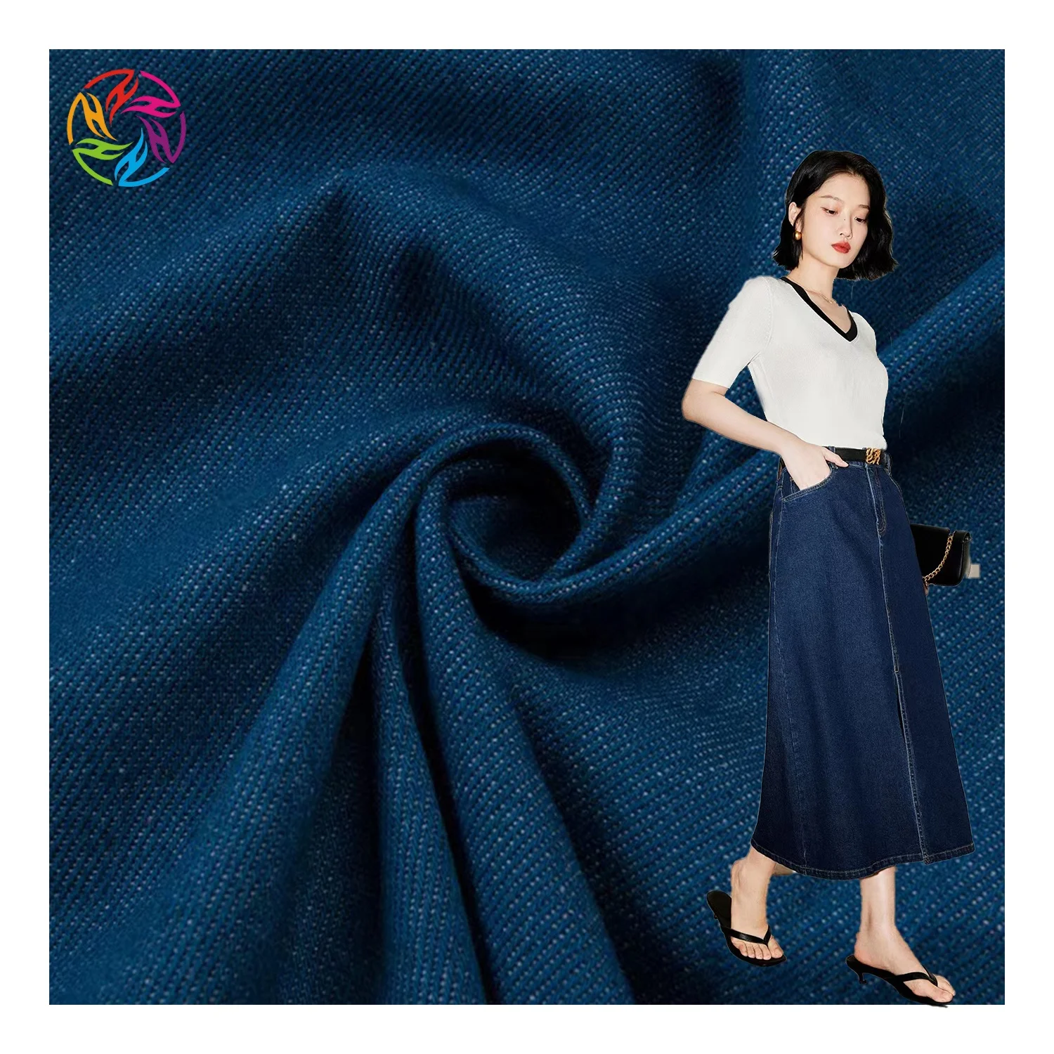wholesale stock lot high quality 100% cotton stretch denim jean fabric distressed knitted denim fabric manufacturer price