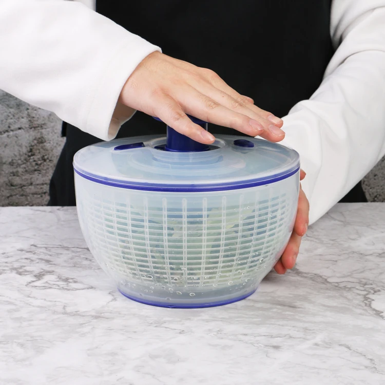 K & B Kitchen Vegetable Tool Salad Spinner Effortless Fast Drying Spinning Rotating Colander