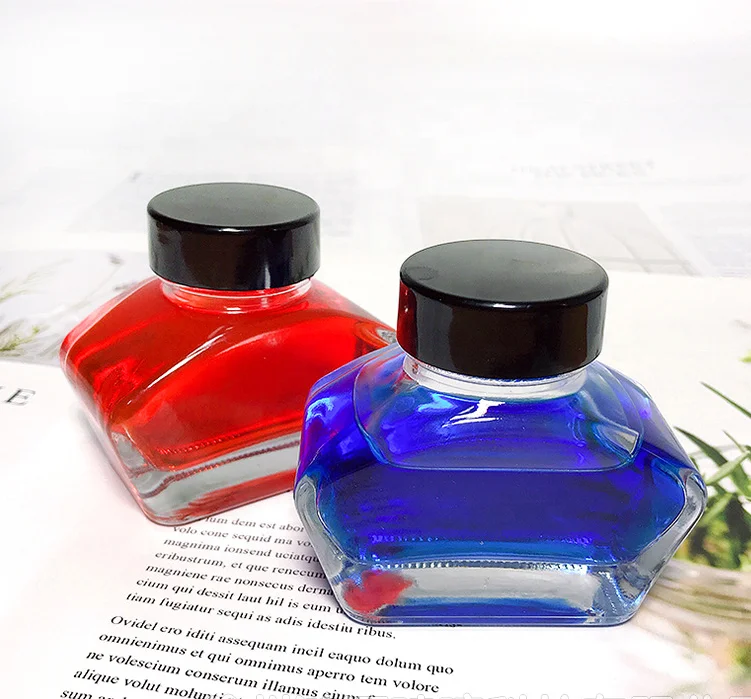 high quality thick bottom 20ml 30ml 50ml school ink glass bottle with black screw cap leaking proof