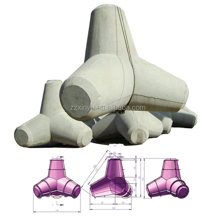 Chinese Supplier Breakwater Tetrapod Concrete Mold for Sale Precast Moulds and Concrete blocks of Tetrapod