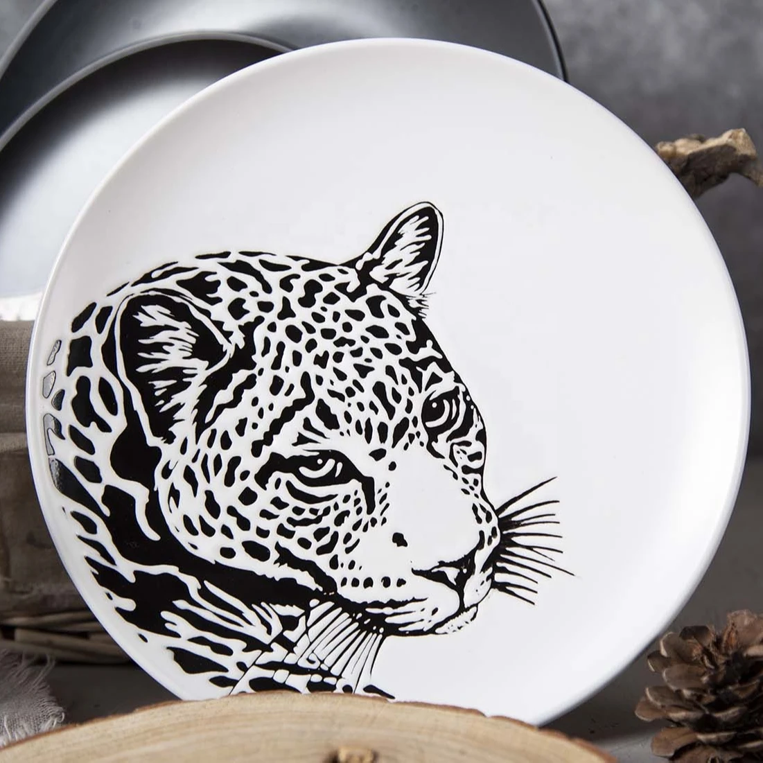 New animal Zebra Leopard Tiger pattern series dinnerware set home dining room ceramic tableware Plates Bowls