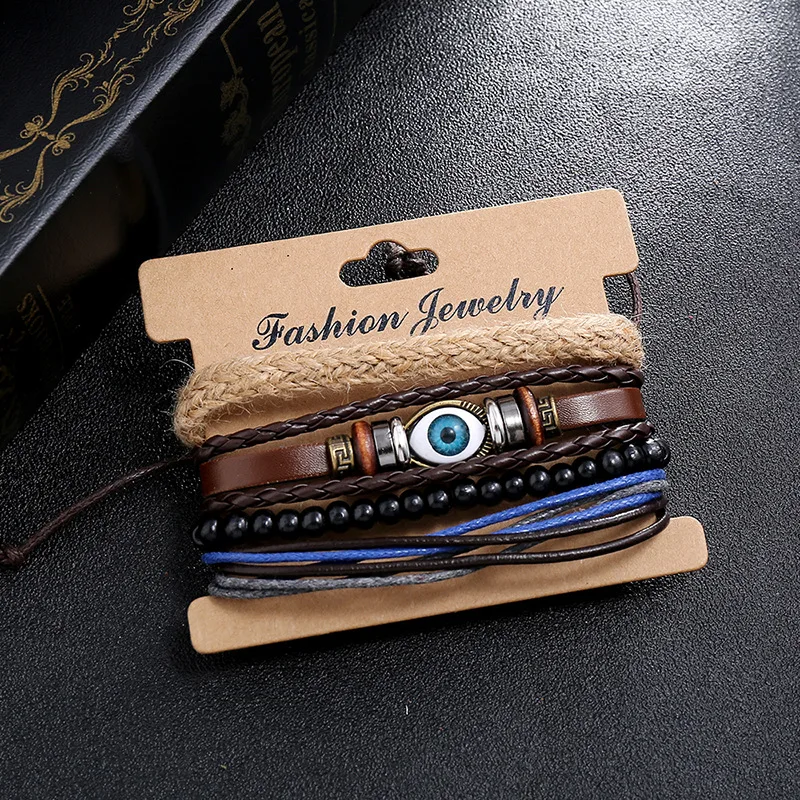 Fashion mens leather bracelet set wholesale N230743