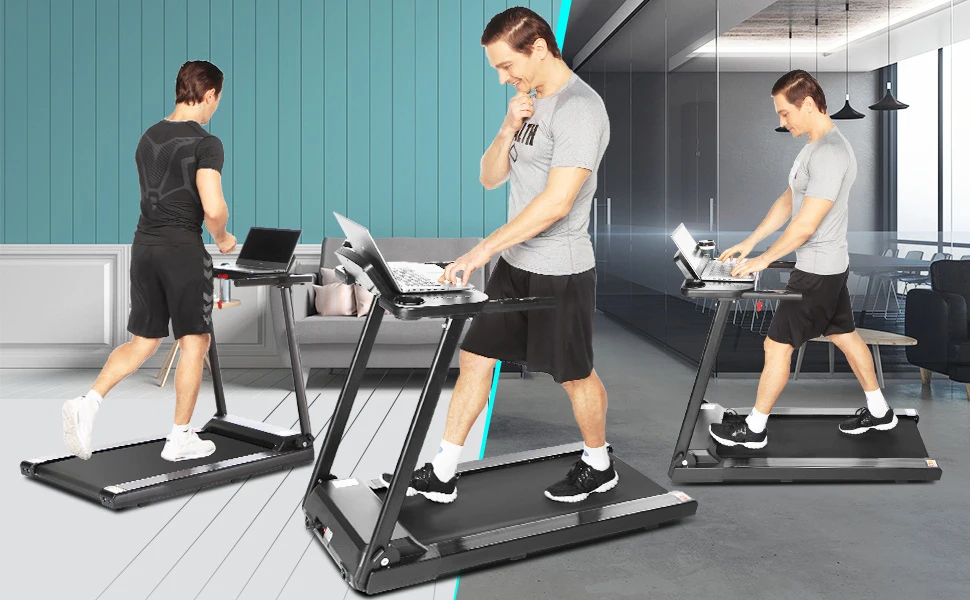 Three in one exercise and fitness machine Intelligent treadmill under multi-functional desk