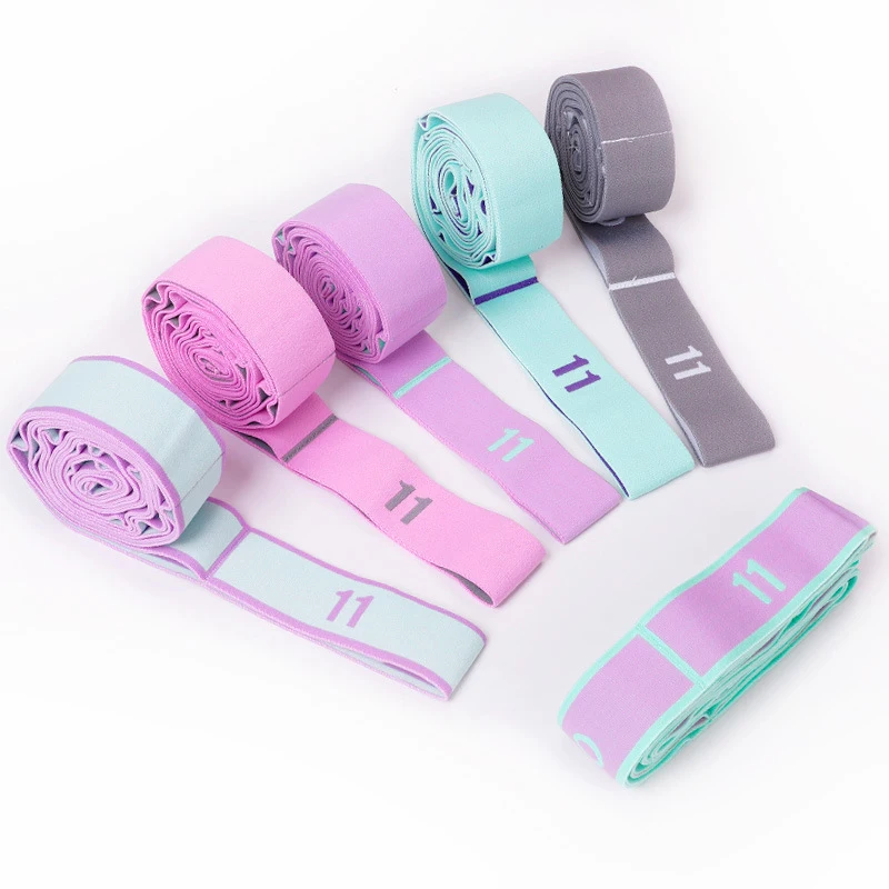 Elastic 11 Loops Yoga Stretching straps for Dance Gymnastics exercise Training fitness physical therapy stretch strips bands