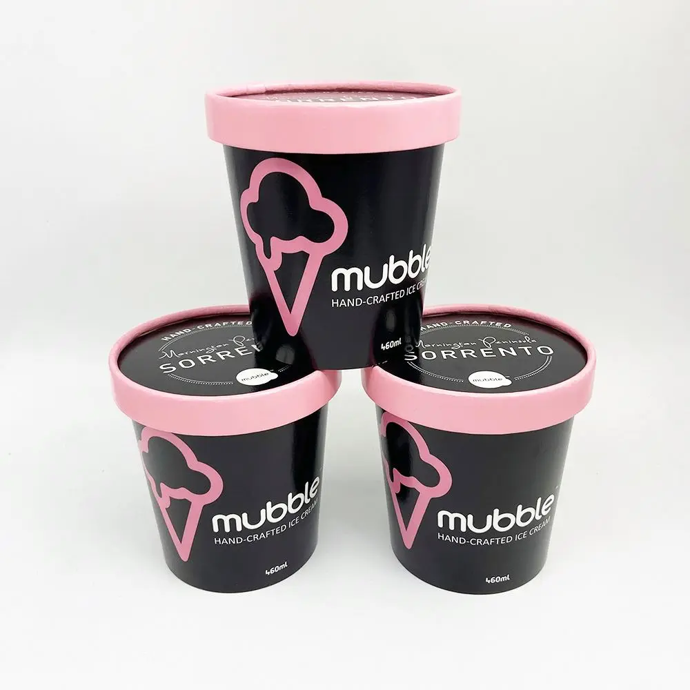 PLA Customized Eco-Friendly Recycling Ice Cream Cups Package To Go With Logo 100Ml Disposable Small Paper Container With Lid