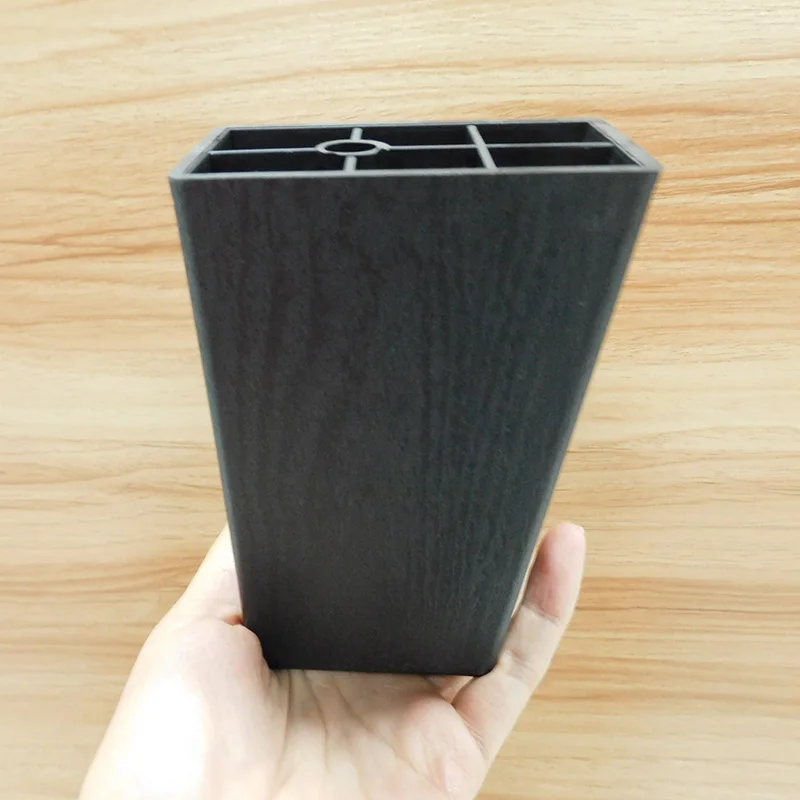 Factory Quickly Delivery Hot Sell 12.5cm High Black Trapezoidal Decorative Plastic Sofa  Bed Legs Table Legs