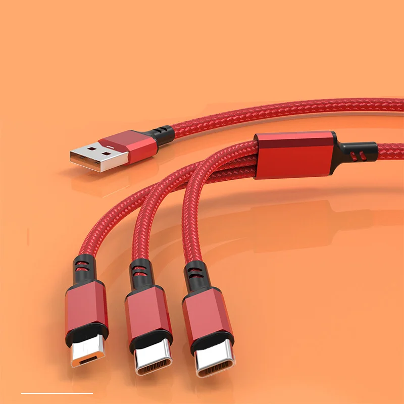 High quality 3 in 1 5a fast charging cables usb charging cable usb nylon data cable wires for all cell phones