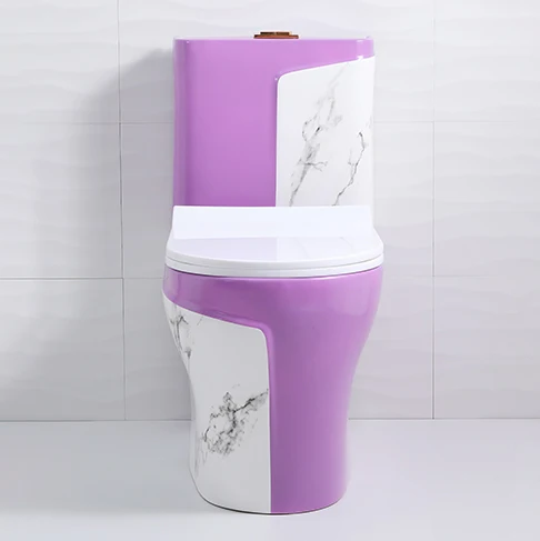 New design fashion purple color bathroom p trap one piece toilet commode ceramic marble toilets
