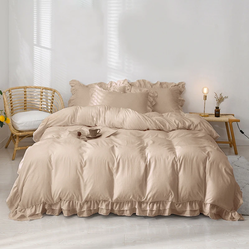 Dericsson Double Ruffled Bed Linen Four Sets Wholesale Bed Skirt Sheet Set Bed Sheet for Houses
