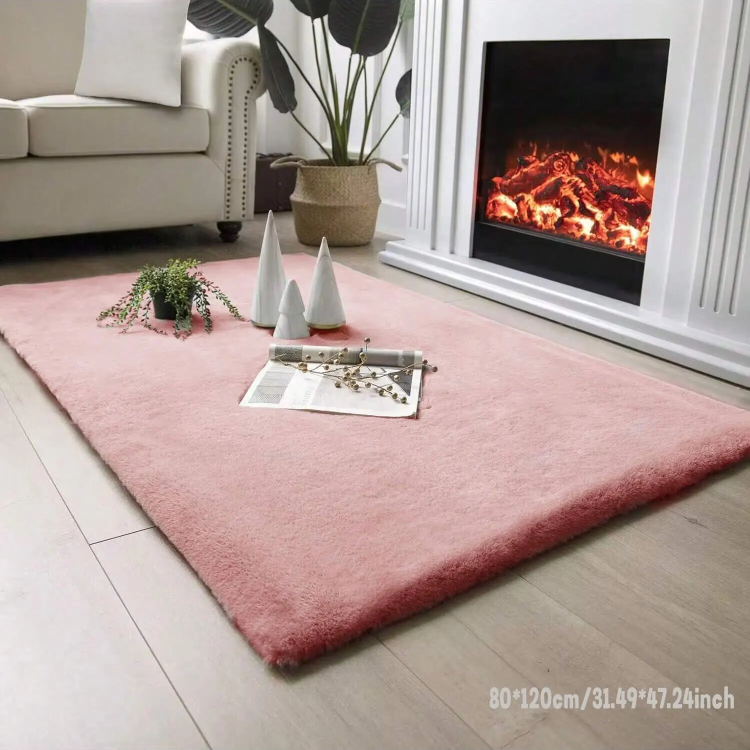 Factory New Product Modern Simple Rugs Imitation Rabbit Fur Carpet for Bedroom, Living Room or Bedside-Padded Area