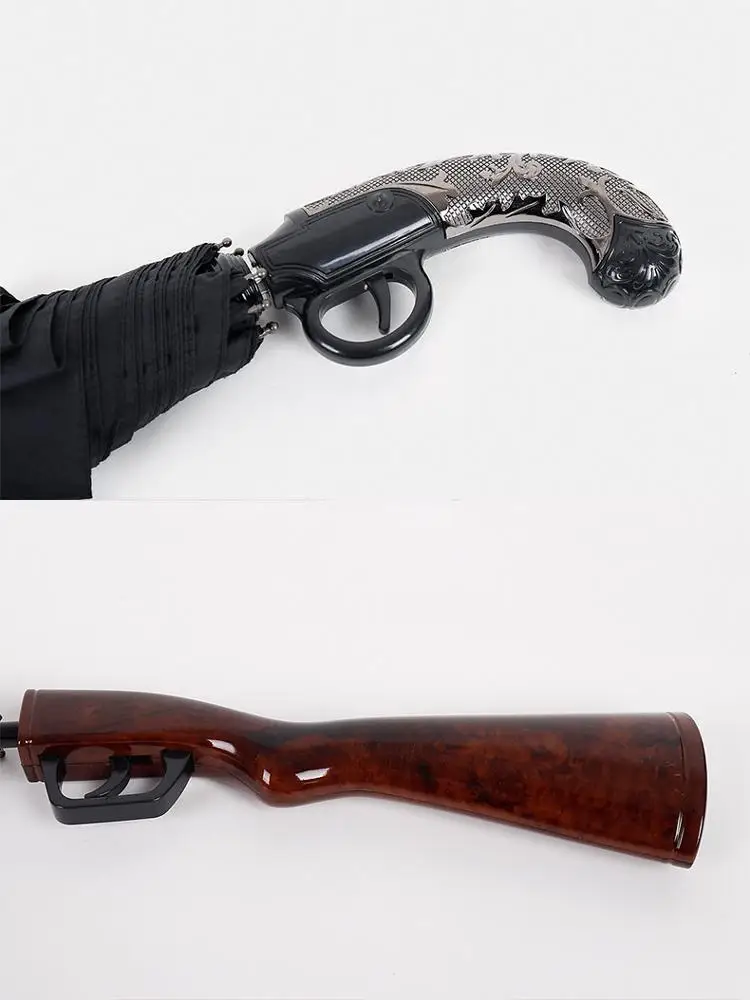 Creative straight pole long handle umbrella custom logo personalized animation gun handle promotional gift advertising umbrella