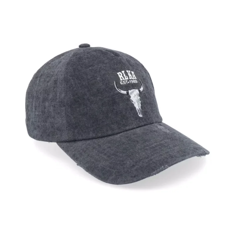 Washed Skull Cap Anthracite Dad Baseball Caps Custom Logo Cotton Fitted  Soft Outdoor Sports Caps For Unisex