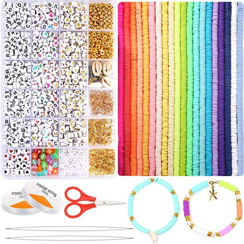 Diy alphabet letter beads jewelry 9mm Rainbow beads DIY braided Mosaic beads