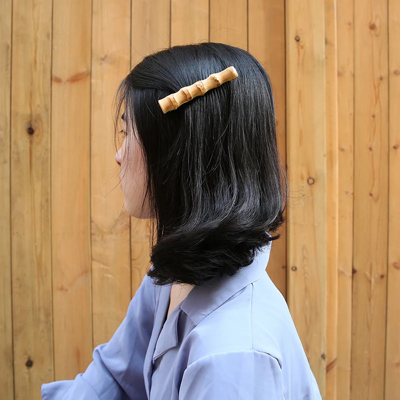 Romantic Unique Handmade Natural Bamboo Root Barrette Side Bobby Pin Hair Clamp Claw Hairgrip Clip Duckbill Alligator Hairpin