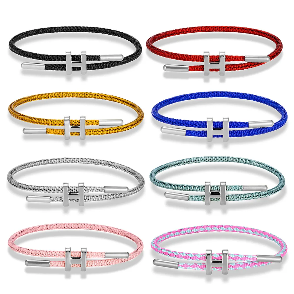 2024 Hot selling Luxury Bracelet18k Gold Waterproof Women Bracelet Stainless Steel Adjustable H Letter Woven Bracelet