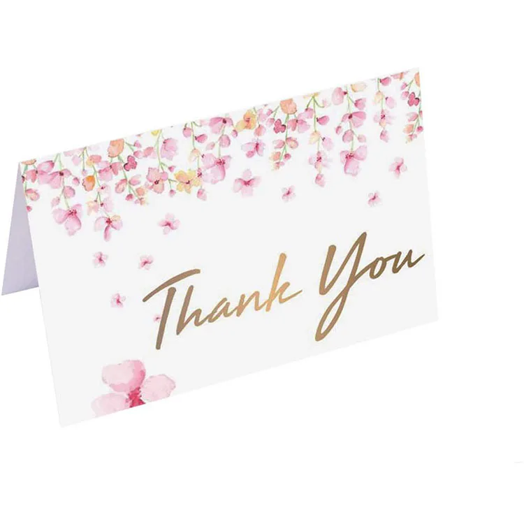 Hot sale 4 x 6 inches floral flower 5 designs 100 thank you cards bulk thank you notes for wedding baby shower