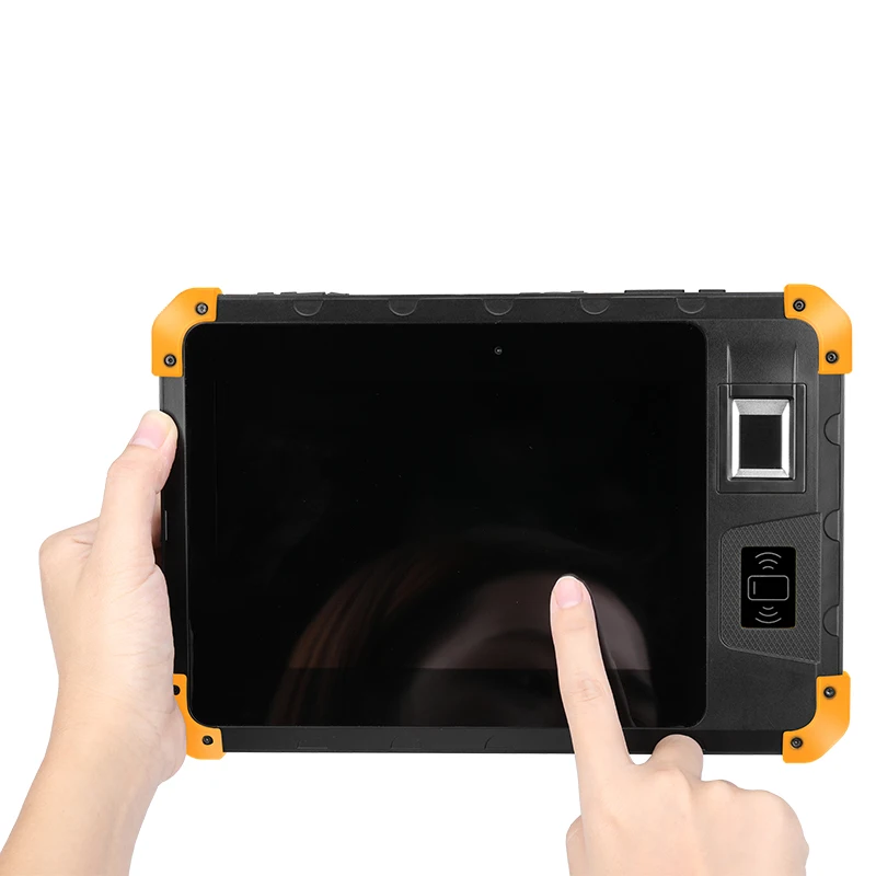 Handheld 8 inch android PDAs 4G rugged tablet PDA with barcode scanner UHF reader and fingerprint sensor
