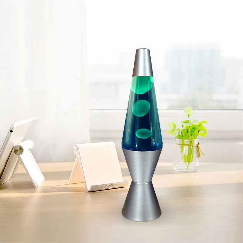 J&R Colorful rocket lamp home decors Lava Night Light Solid Silver Base Lamp Wax Liquid Soft Relax