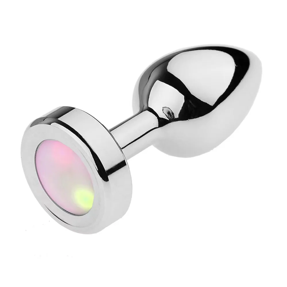 Stainless Steel Dilator Vaginal Waterproof Threaded Flashing Metal Prostate Beads Massager Sex Toy Butt Anal Plug