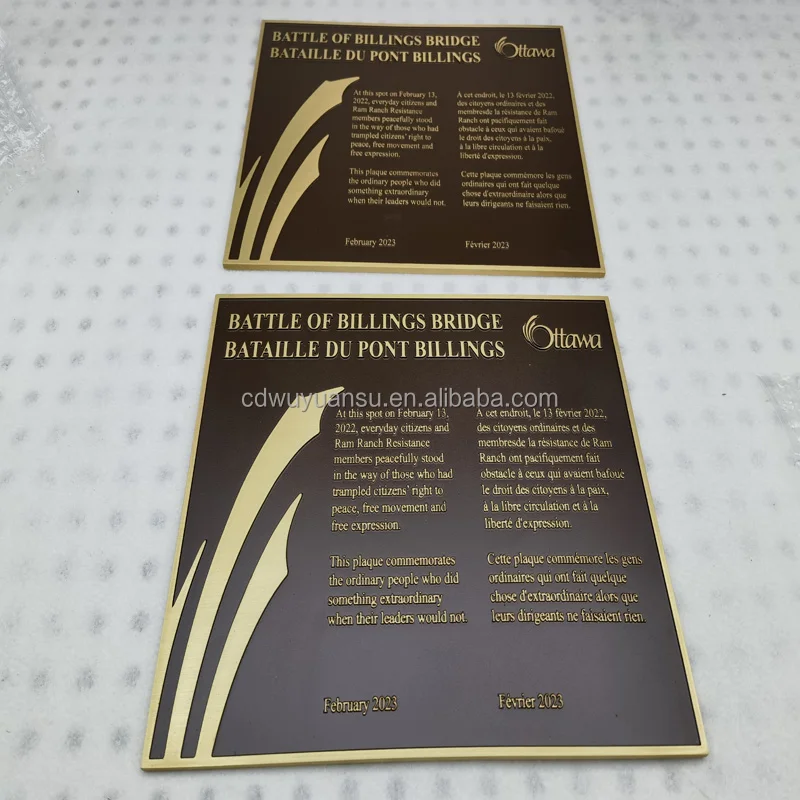 HONGSEN Custom Metal metal nameplate embossed Plaques sign company logo house number brass bronze plaque Brass Office Signs