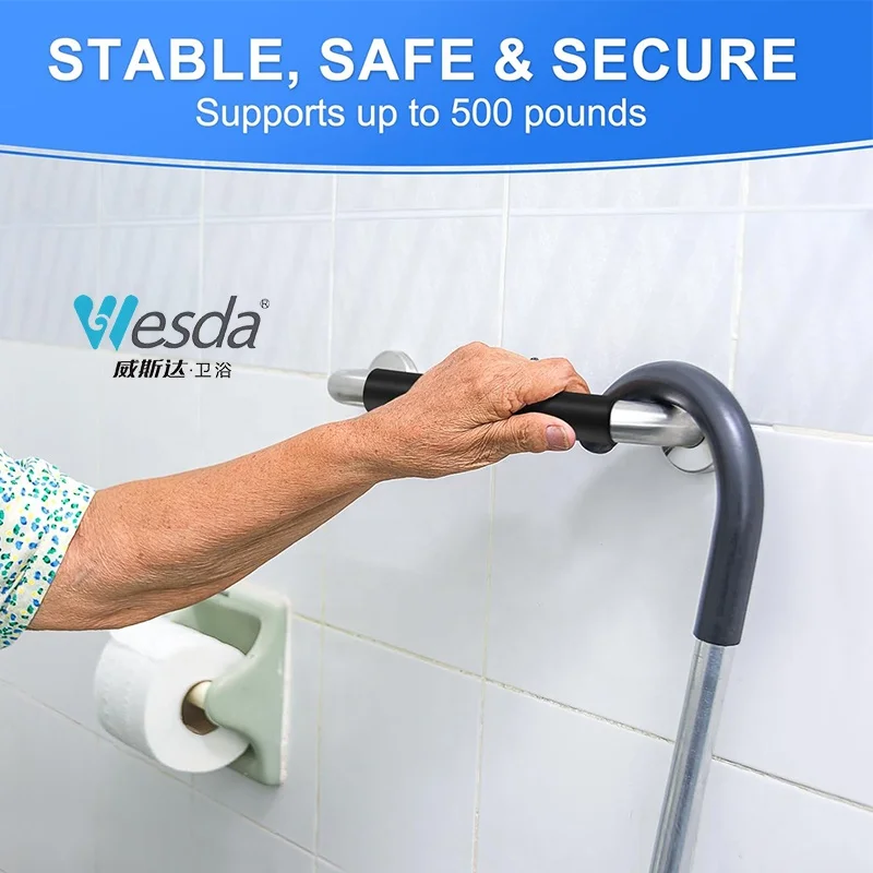 Wesda Bathrooms Safety Bath Toilet Rail Handicapped Anti Slip Handicap Stainless Steel Grab Bars for Bathtubs and Showers