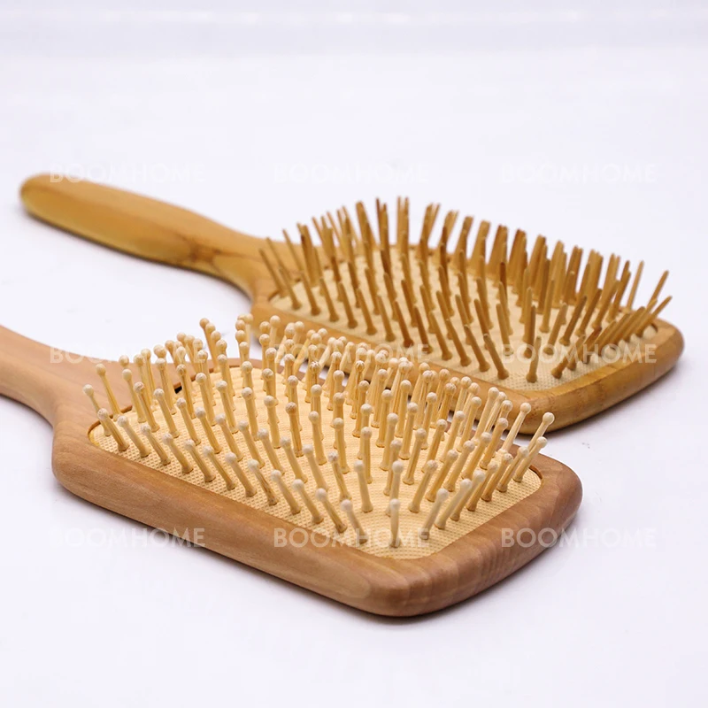 Custom Logo wood needle cushion brush Packing Wide Tooth  Brush Set 4styles Natural wooden Paddle custom hairbrush