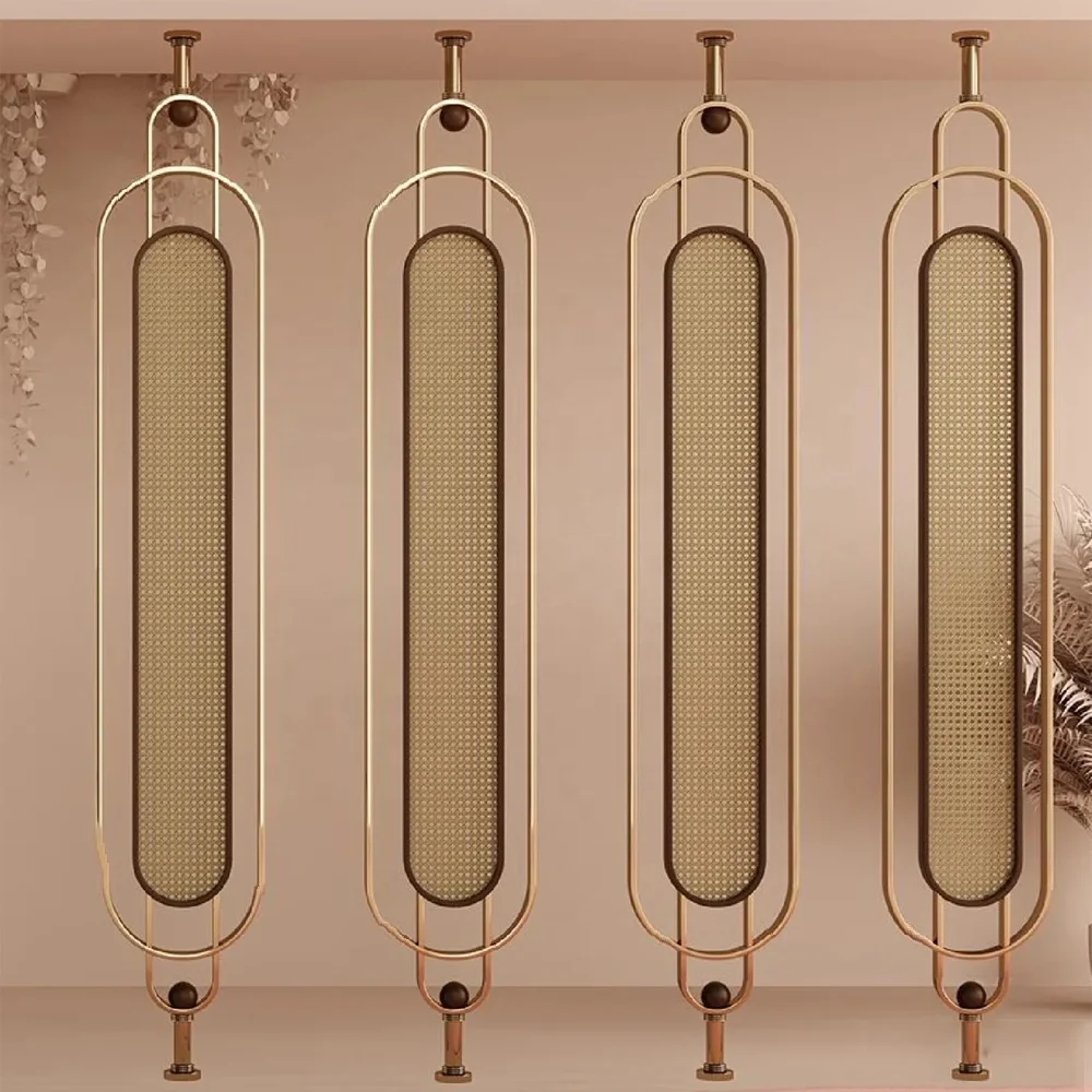 Eco-friendly luxury modern home decor hotel design laser cut stainless steel hanging wall partition room divider