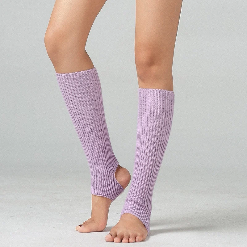 Women Girls Extra Soft Acrylic Leg Warmers Wholesale Winter Ballet Yoga Dance Socks Knitted Stirrup Design Comfortable Heel Hole