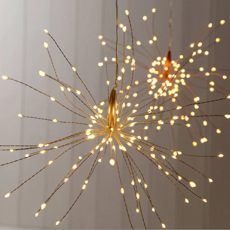 2020 Christmas Garland DIY 120 LED Fireworks Starburst String Light  falling copper wire string lights