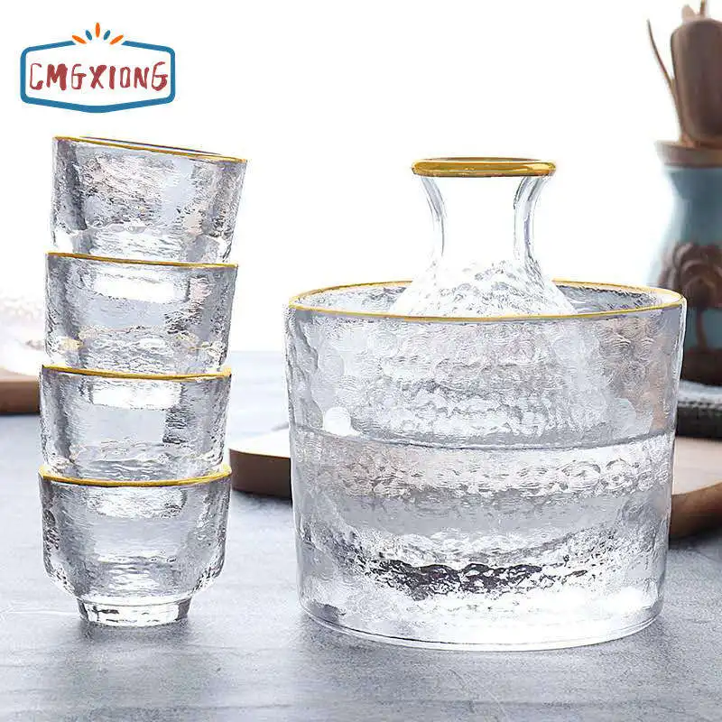 Sake Set Glasses, Sake Carafe With Sake Cups for Warmer or Cold Japanese Liquor